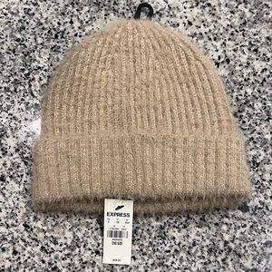 NWT Express Metallic Beige / Tan Beanie - One Size